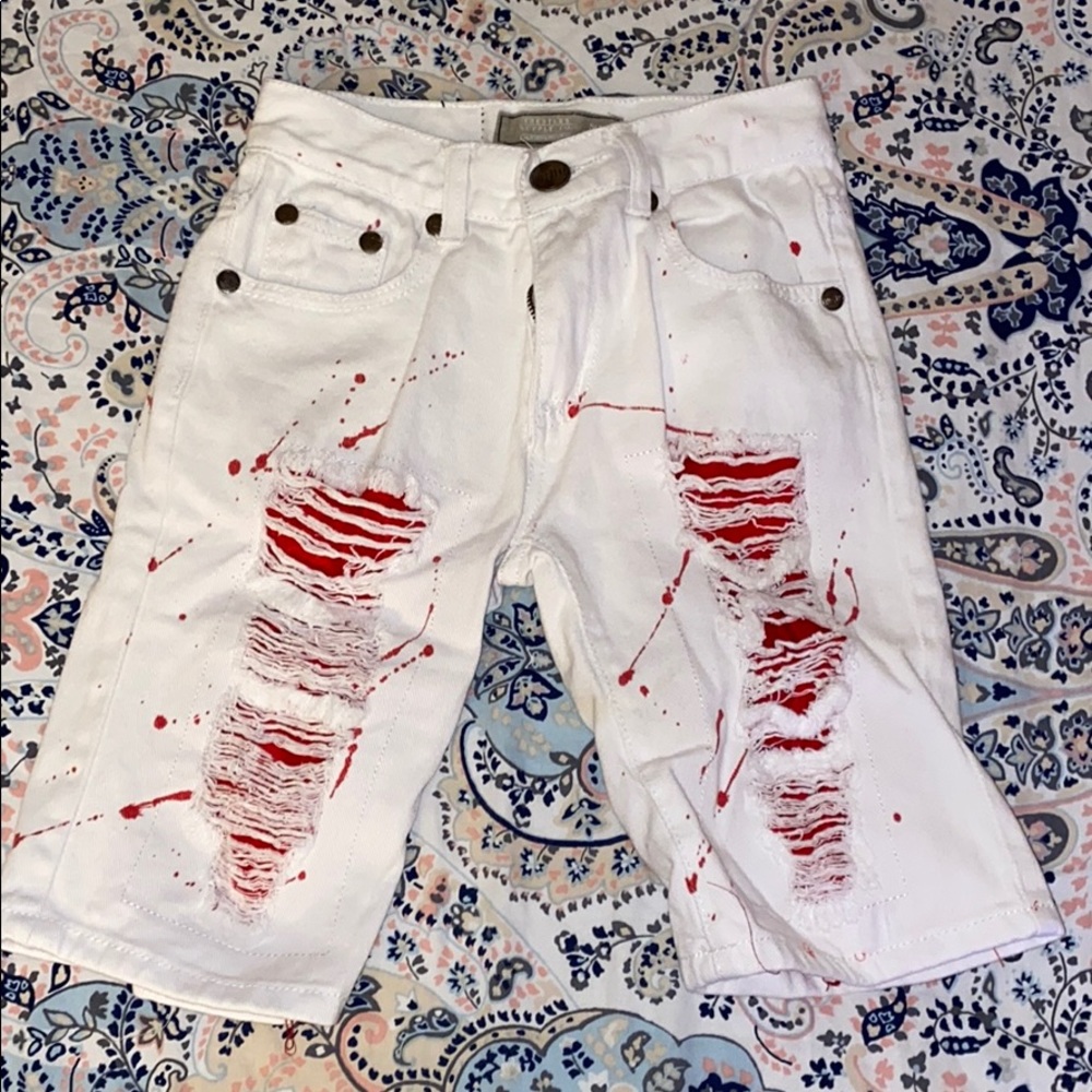 Boys distressed denim shorts